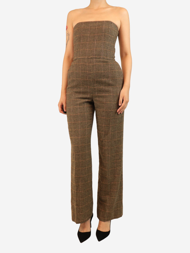 Brown houndstooth strapless jumpsuit - size UK 8 Jumpsuits Ralph Lauren 