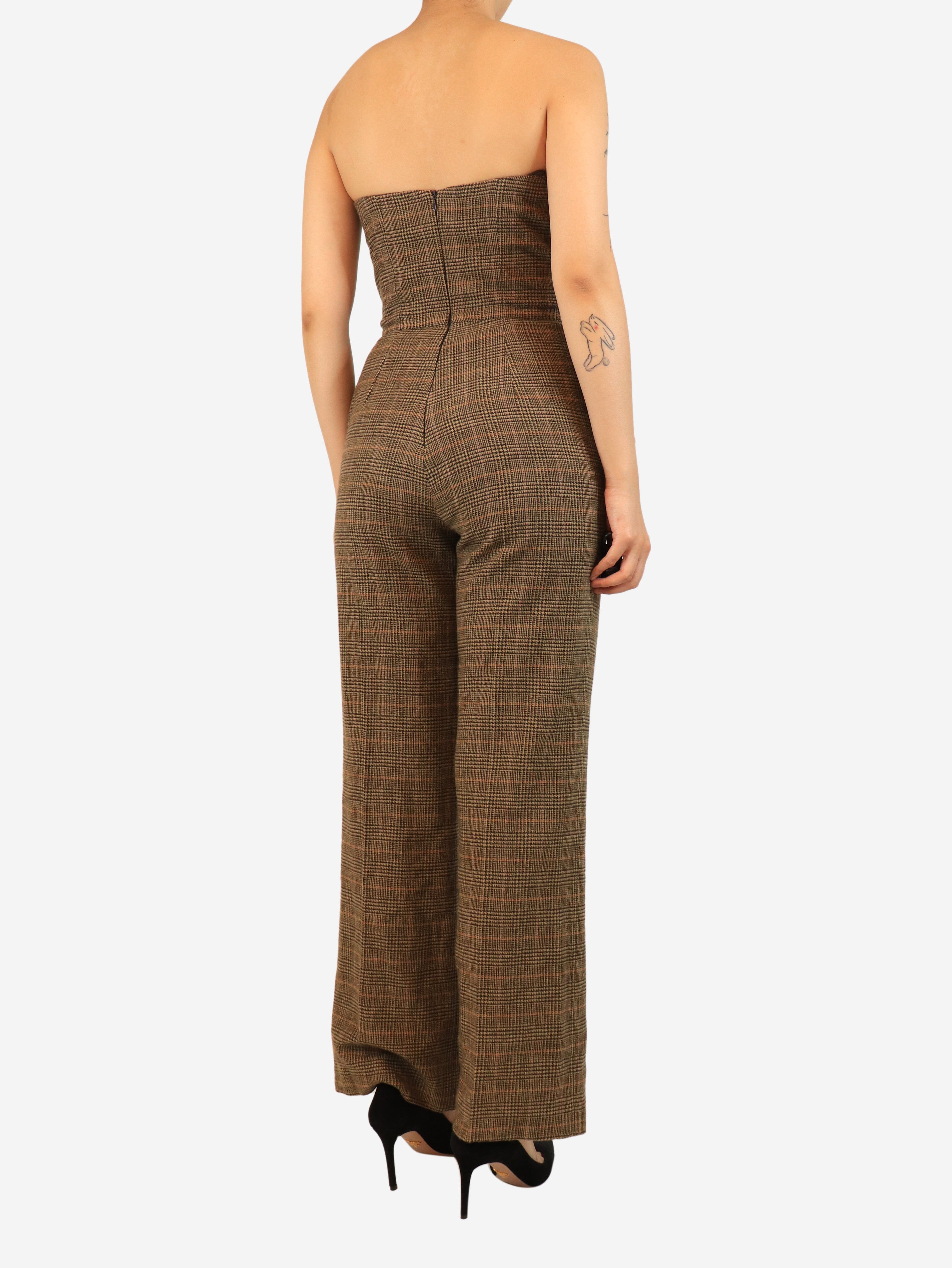 Brown houndstooth strapless jumpsuit - size UK 8 Jumpsuits Ralph Lauren 