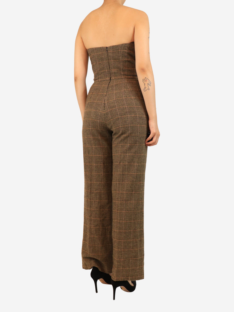 Brown houndstooth strapless jumpsuit - size UK 8 Jumpsuits Ralph Lauren 
