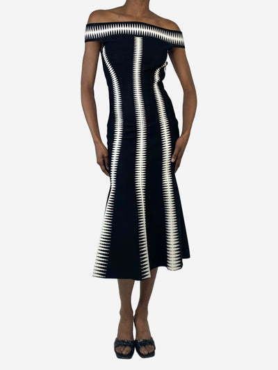 Black off-shoulder printed fitted midi dress - size Dresses Alexander McQueen 