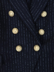 Balmain Black pinstripe blazer - size UK 18