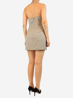 Grey halterneck mini dress - size UK 10