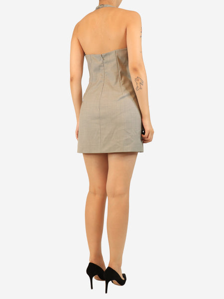 Grey halterneck mini dress - size UK 10 alternate image