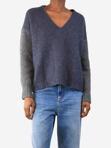 James Perse Blue and grey colour-block sweater - size UK 6
