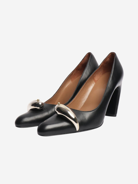 Black leather pierced pumps - size EU 38.5 alternate image