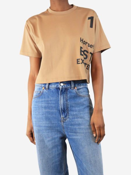Tan cropped Horseferry t-shirt - size XXS product image