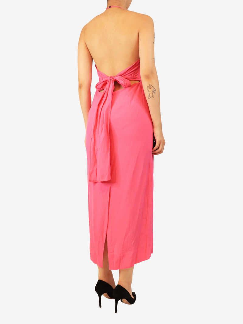 Pink halterneck midi dress - size UK 10 Dresses Three Graces 