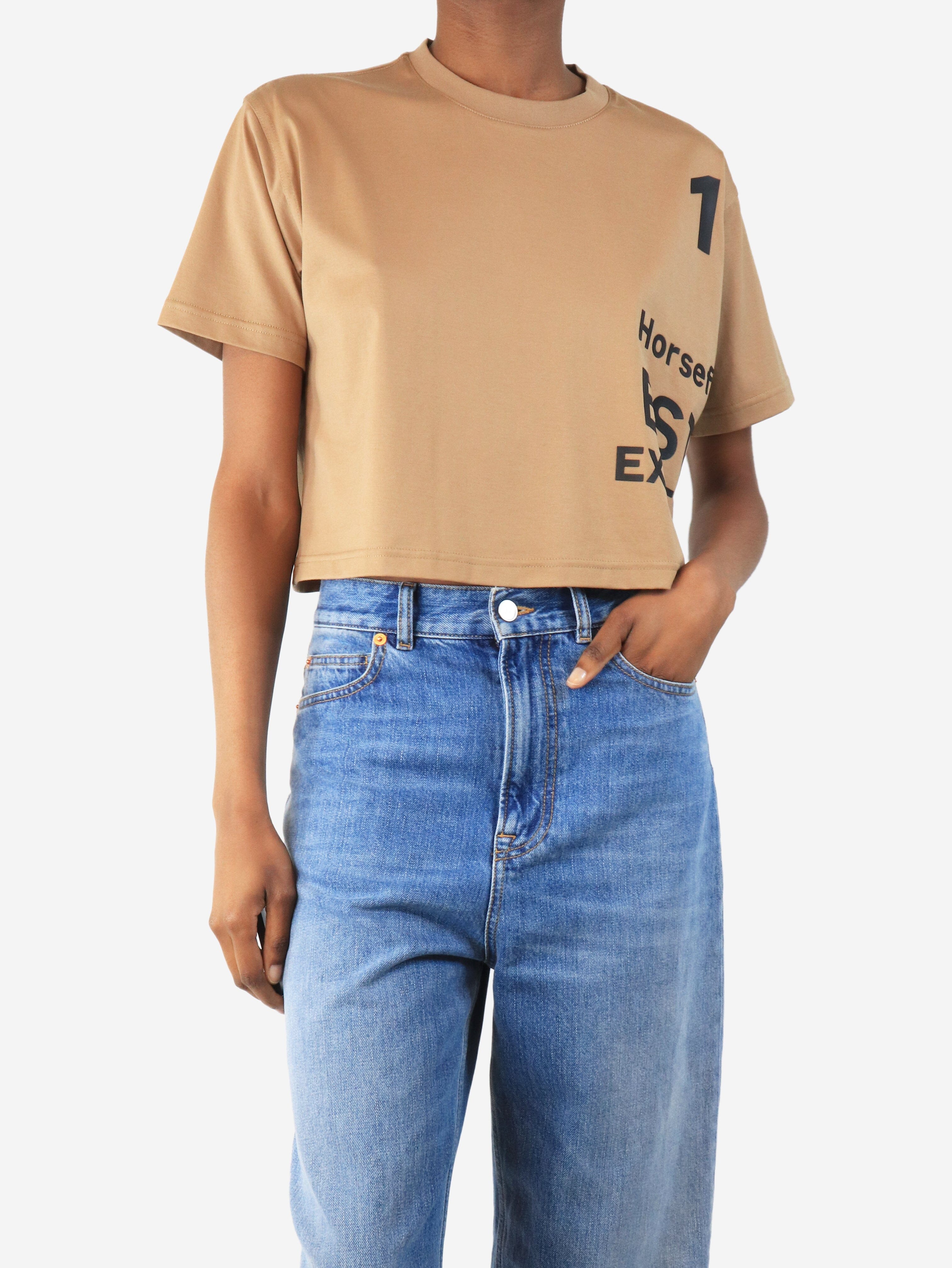 Tan cropped Horseferry t-shirt - size XXS Tops Burberry 