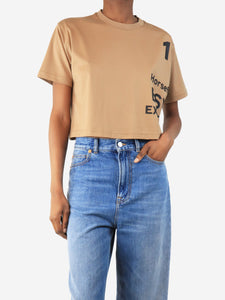 Burberry Tan cropped Horseferry t-shirt - size XXS