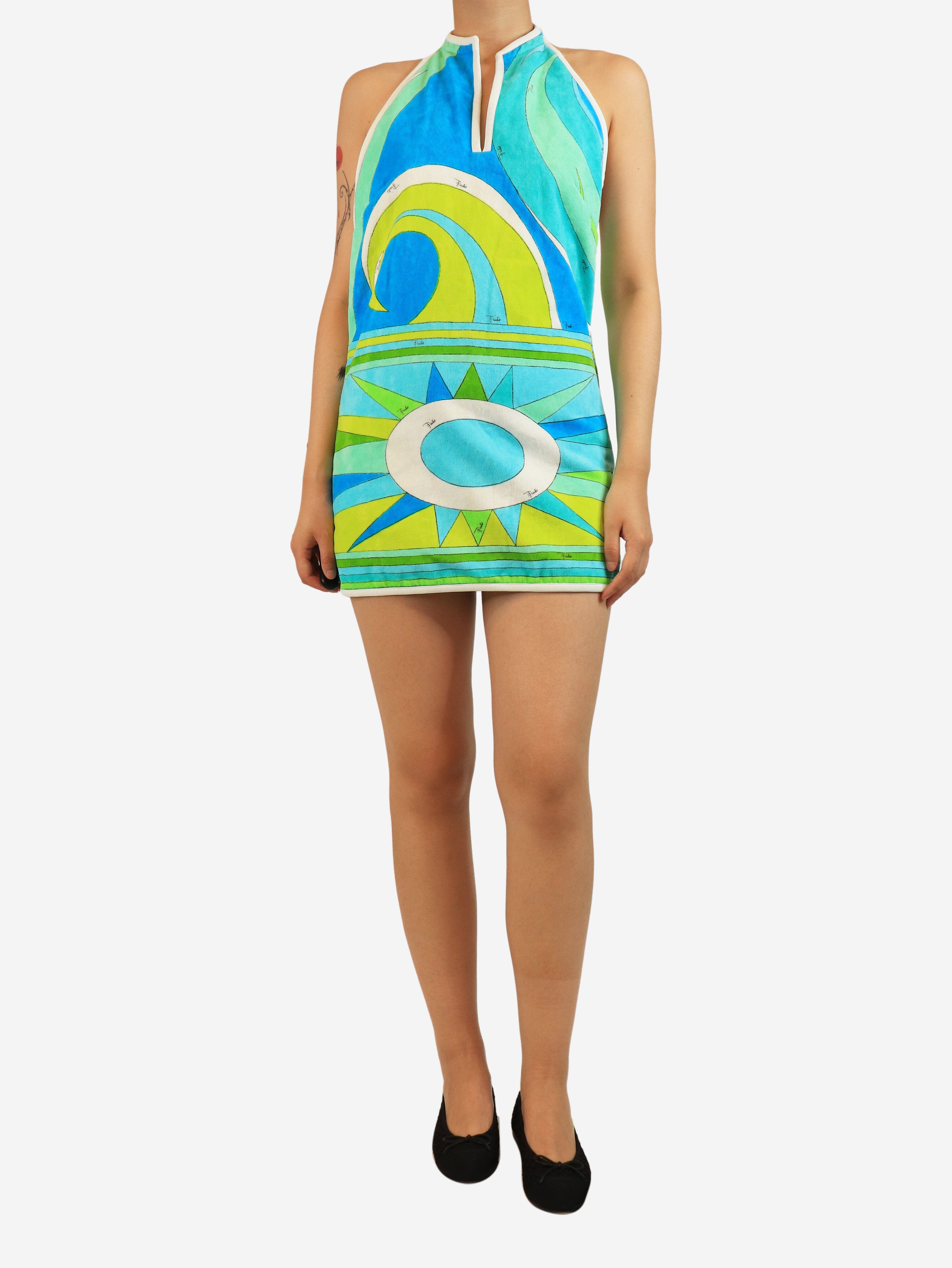 Green cotton terry halter neck mini dress - size UK 10 Dresses Emilio Pucci 