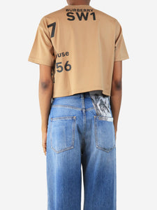 Burberry Tan cropped Horseferry t-shirt - size XXS
