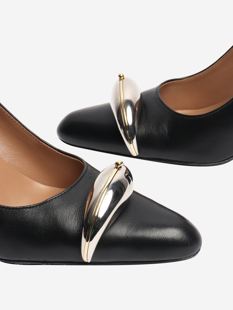 Black leather pierced pumps - size EU 38.5 Heels Tory Burch 