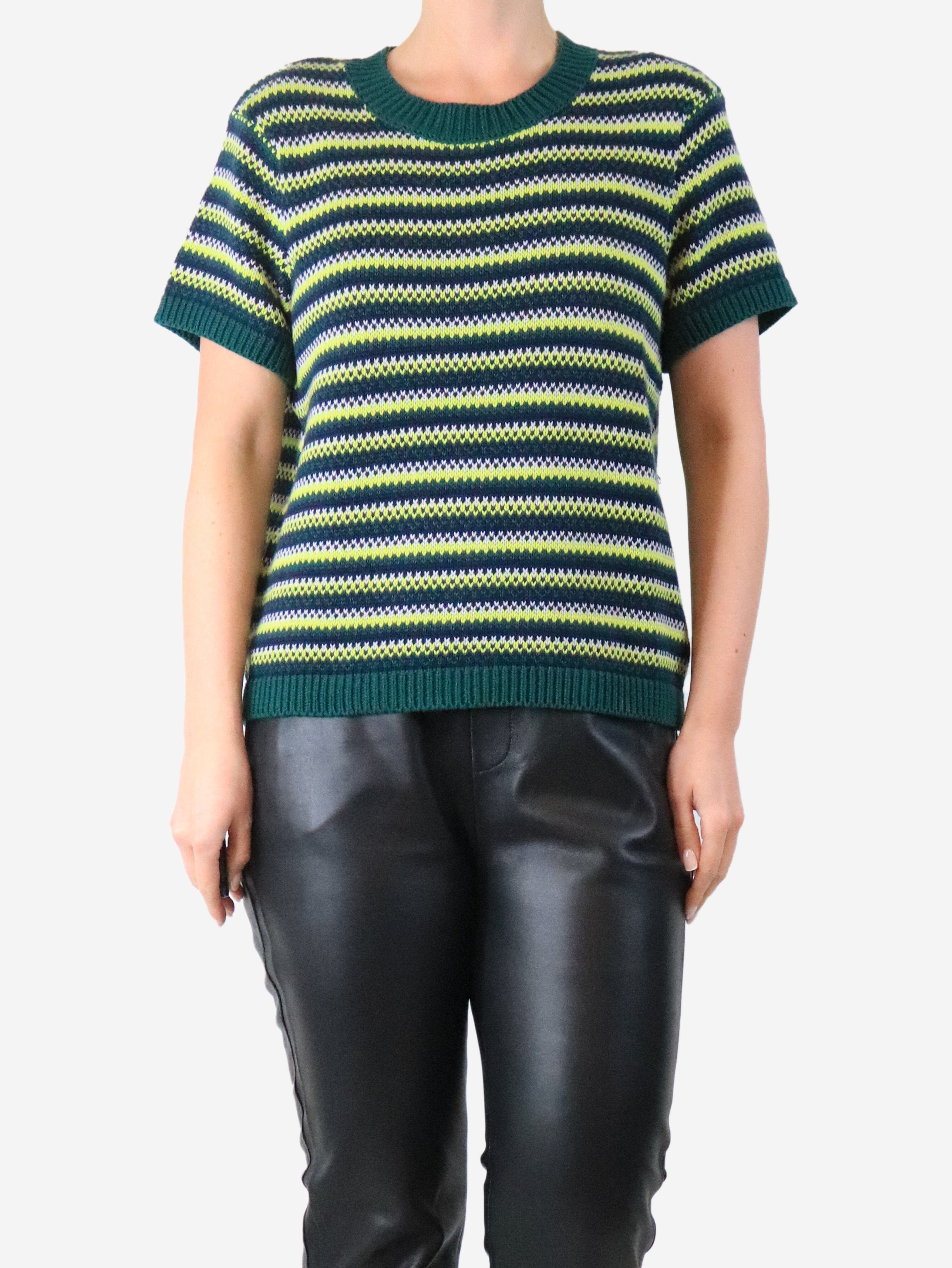 Green Mitchell crochet striped sweater - size M Knitwear YMC 