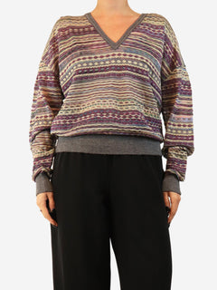 Purple and yellow v-neck sweater - size S Tops M Missoni 