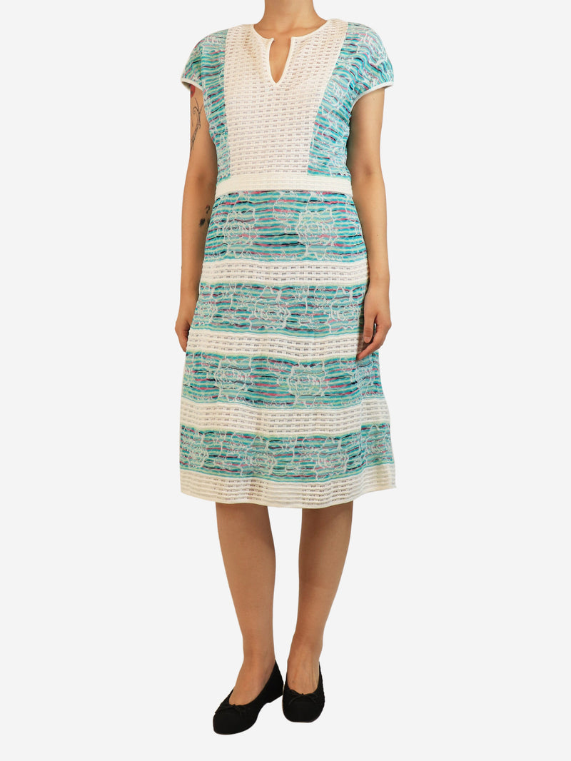 Turquoise knit midi dress with slip - size UK 16