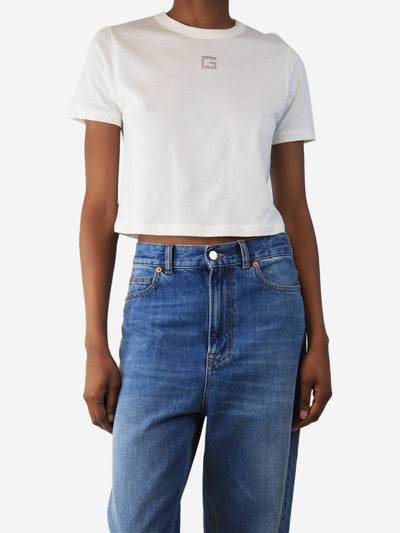 Cream cropped crystal G t-shirt - size XXS Tops Gucci 