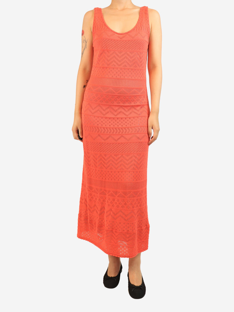 Orange knit midi dress - size UK 10