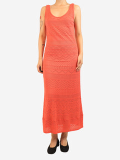 Orange knit midi dress - size UK 10