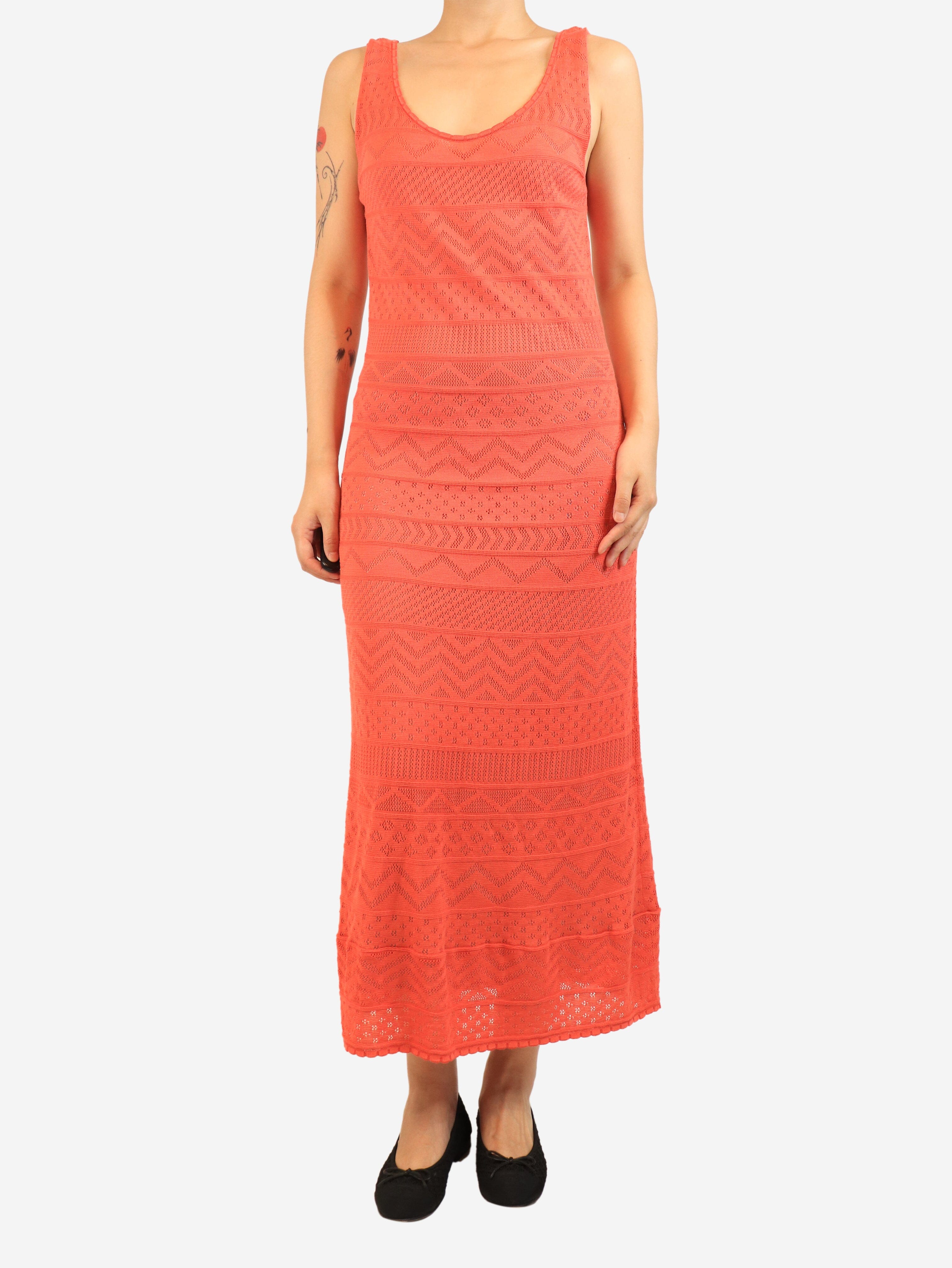 Orange knit midi dress - size UK 10