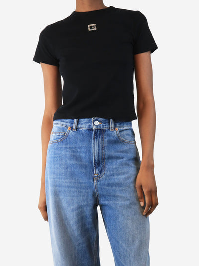 Black cropped crystal G t-shirt - size XXS Tops Gucci 