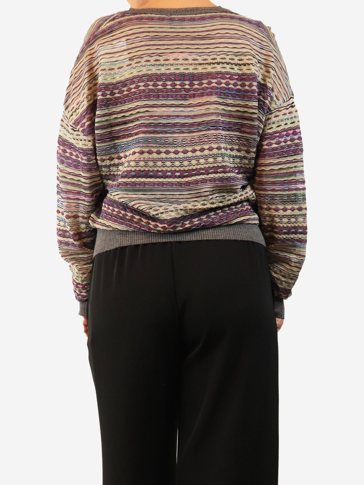 Purple and yellow v-neck sweater - size S Tops M Missoni 