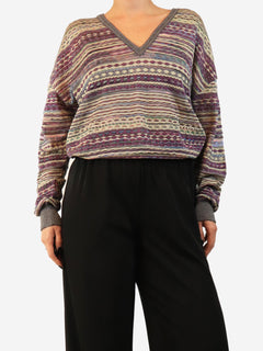 Purple and yellow v-neck sweater - size S Tops M Missoni 