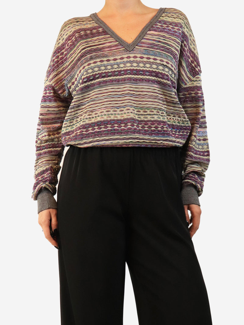 Purple and yellow v-neck sweater - size S Tops M Missoni 