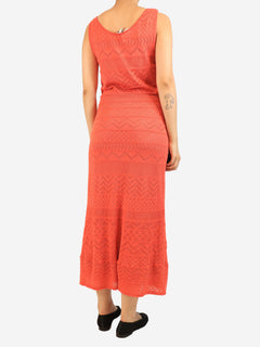 Orange knit midi dress - size UK 10