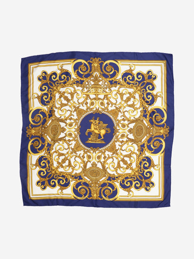 Navy blue Carré 90 Springs silk scarf