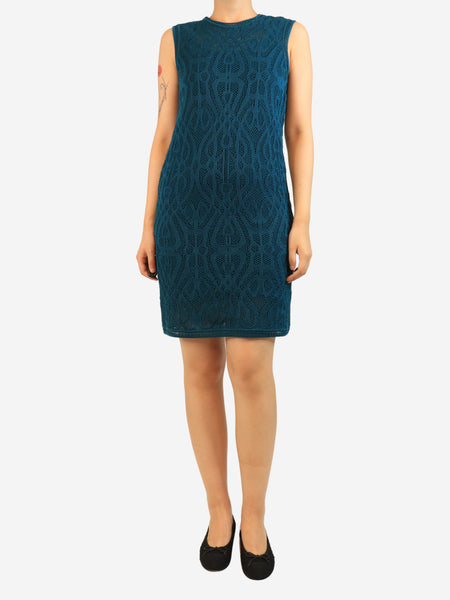 Teal sleeveless knit midi dress - size UK 10 product image