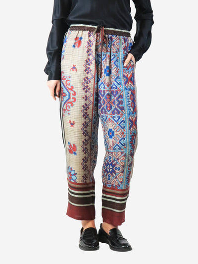 Multicolour aztec silk pants - size L Trousers Pierre-Louis Mascia 