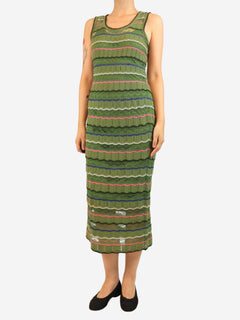 Green sleeveless knit dress - size UK 10