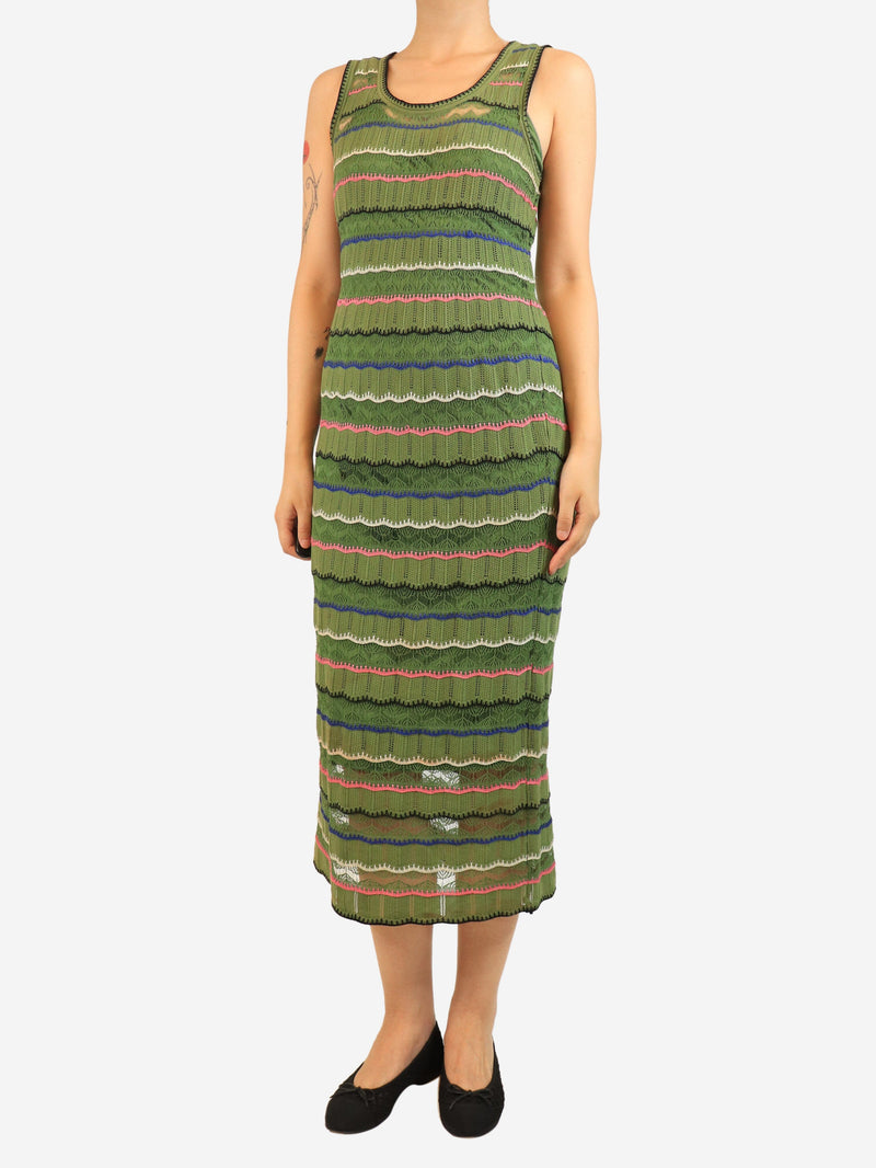 Green sleeveless knit dress - size UK 10