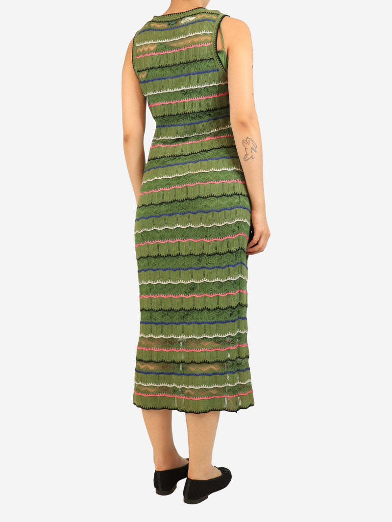 Green sleeveless knit dress - size UK 10
