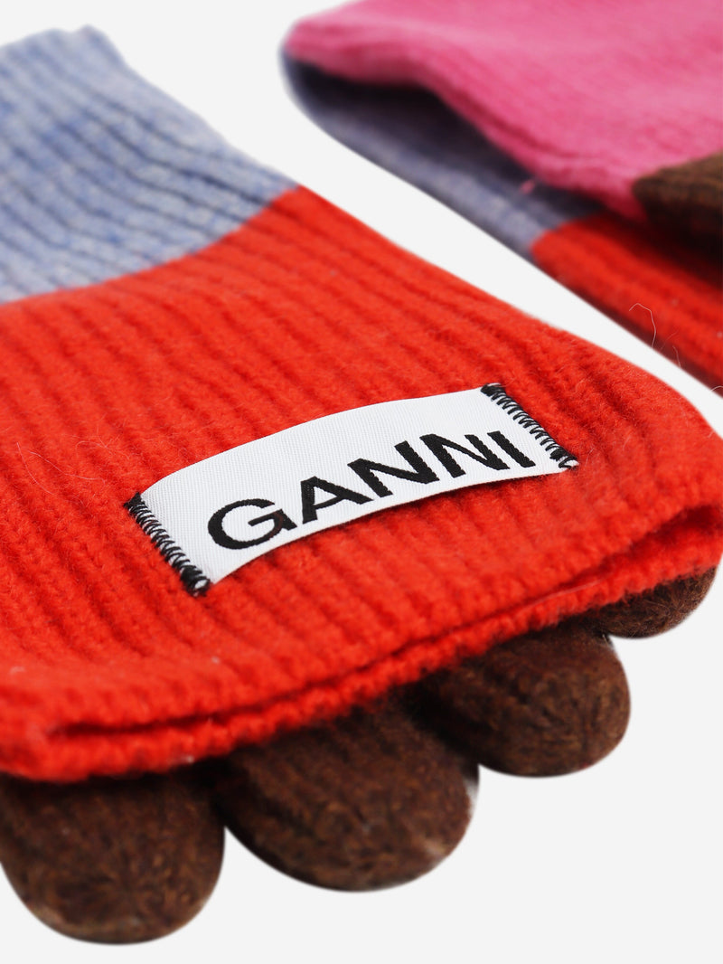 Striped knit wool gloves Knitwear Ganni 