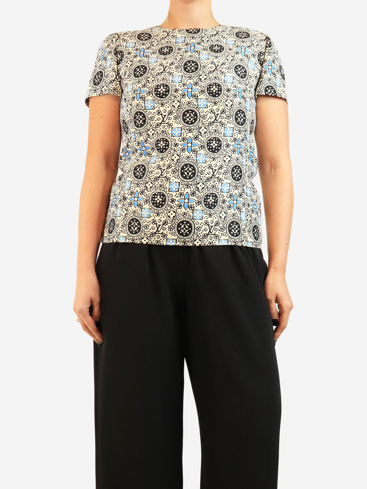 Cream monogram print blouse - size UK 10 Tops Louis Vuitton 