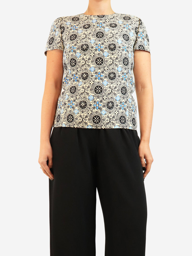Cream monogram print blouse - size UK 10 Tops Louis Vuitton 