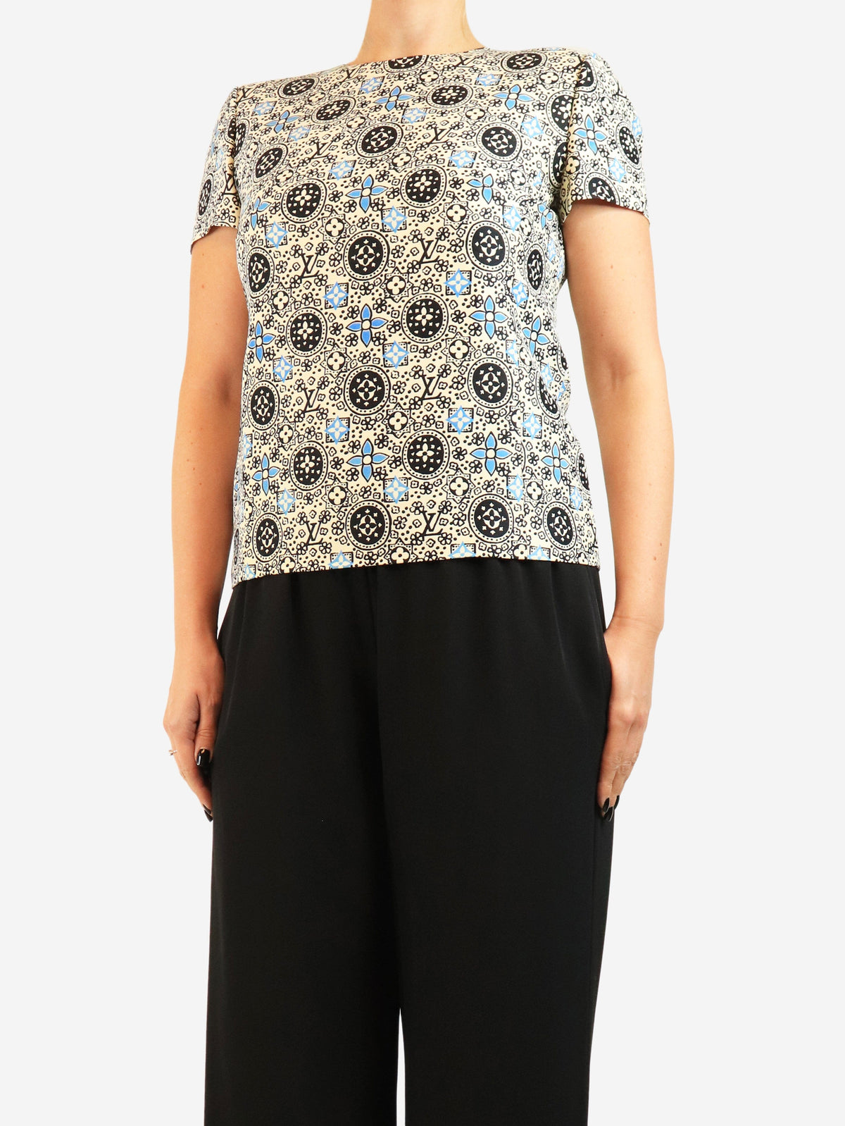 Cream monogram print blouse - size UK 10 Tops Louis Vuitton 