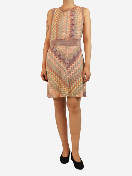 Orange sleeveless lurex mini dress - size UK 12 product image