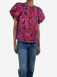 Ulla Johnson Pink short-sleeved printed blouse - size UK 6