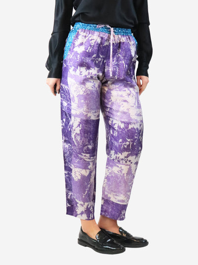 Purple printed silk pants - size M Trousers Pierre-Louis Mascia 