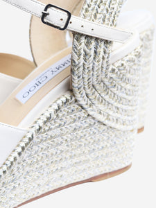 Jimmy Choo White espadrille wedge sandals - size EU 39
