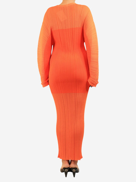 Orange ribbed puff sleeve maxi dress - size S alternate image