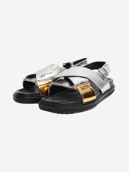 Silver metallic cross strap sandals - size EU 40 alternate image