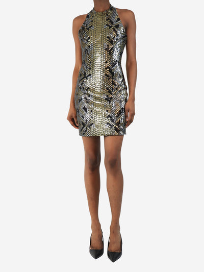 Silver and gold sequin halter-neck mini dress - size UK 8 Dresses Balmain 