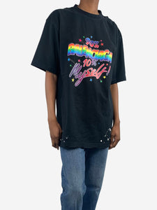 Balenciaga Black oversized graphic print t-shirt - size XXS