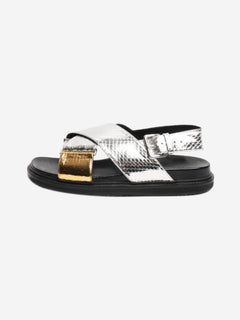 Silver metallic cross strap sandals - size EU 40 (UK 7) Flat Sandals Marni 