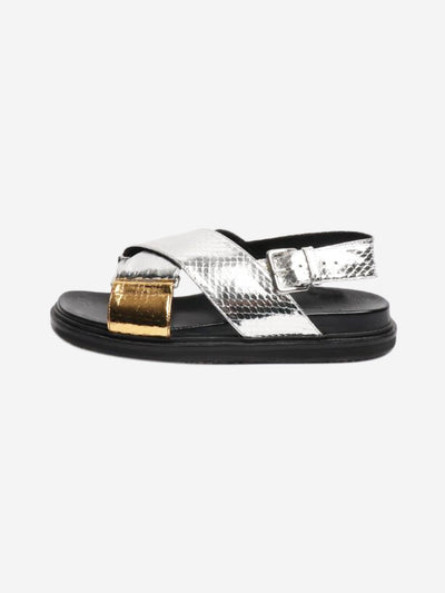 Silver metallic cross strap sandals - size EU 40 (UK 7) Flat Sandals Marni 