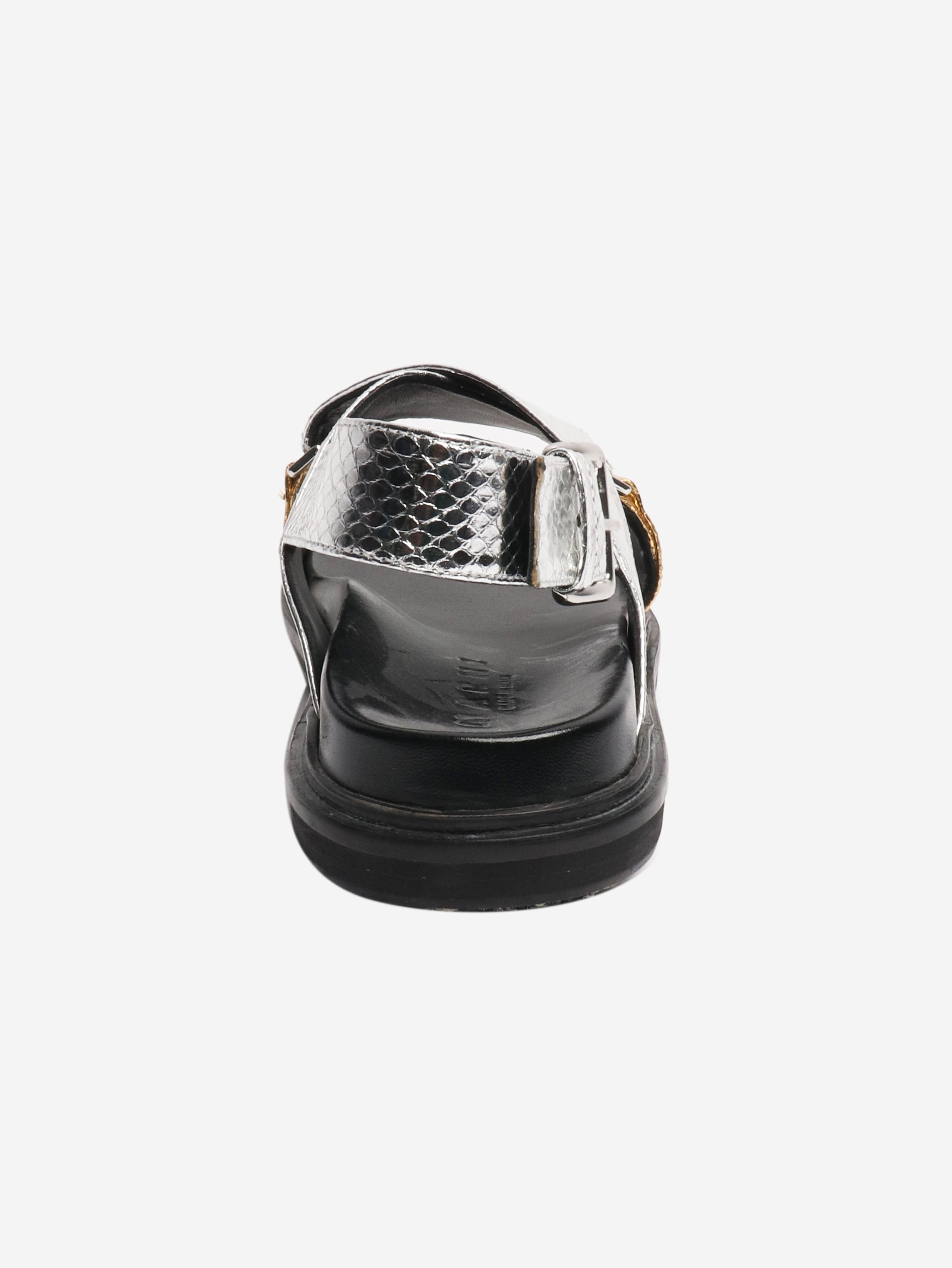 Silver metallic cross strap sandals - size EU 40 (UK 7) Flat Sandals Marni 