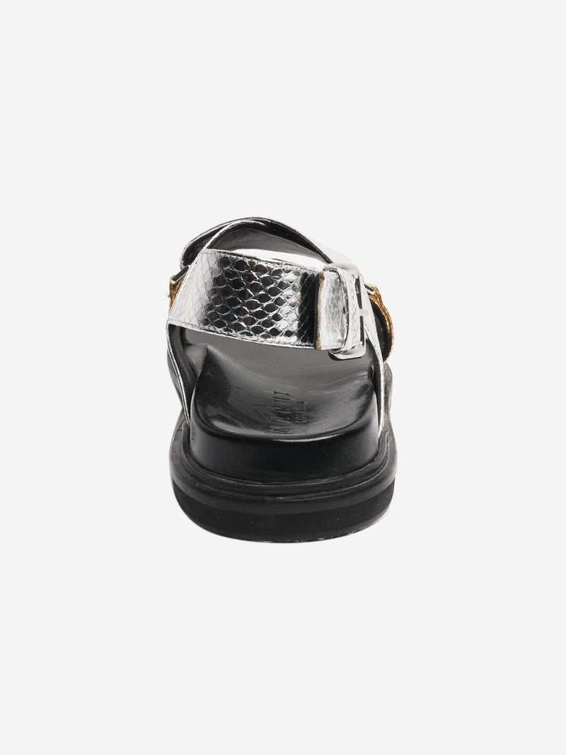 Silver metallic cross strap sandals - size EU 40 (UK 7) Flat Sandals Marni 